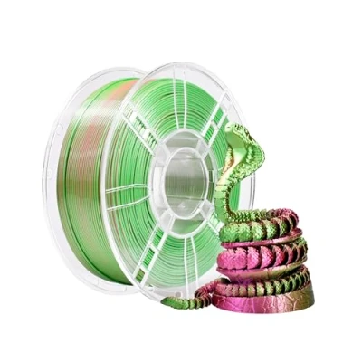 Imagen de iBOSS filamento PLA Plus para impresora 3D, + de 1,75 mm, seda bicolor, coextrusión brillante, impresión 3D 1 kg, bicolor rojo y verde