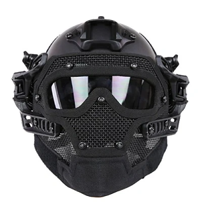 Imagen de Gocher Casco con Gafas Protectoras y máscara de Malla para Juegos Paintball Airsoft BK