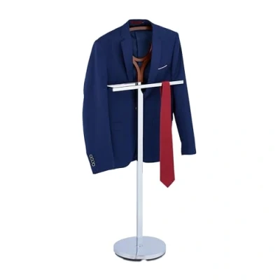 Imagen de Relaxdays Galán de Noche para Colgar Camisa y Pantalón, 120 x 45 28 cm, MDF Acero, Mozo Perchero, Plateado Marrón