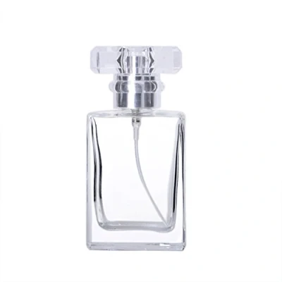 Imagen de Enslz 30ML perfume de vidrio transparente portátil botella vacía atomizador recargable con caja cosmética aluminio para viajar (transparente)