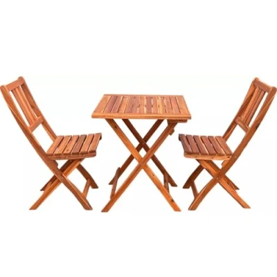 Imagen de Yoevu set de madera acacia, 1 mesa y 2 sillas plegables