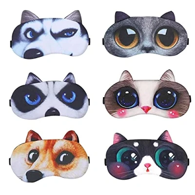 Imagen de 6 Pieces Cute Sleep Blindfold, Rest Eyepatch, Blindfold Shield Travel Sleeping, Annimal Cartoon Eye Mask, Specifications, for Travel, Nap, Yoga, Airplane and at Night