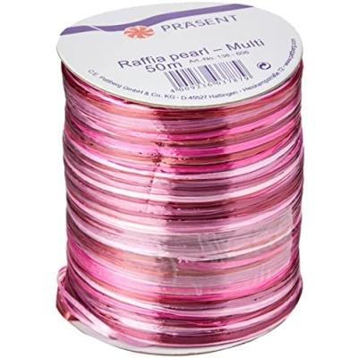 Imagen de Präsent Raffia Ribbons for Gift Wrapping Cinta Biodegradable, Rayón, Rosa 1, 50 Meter Spool