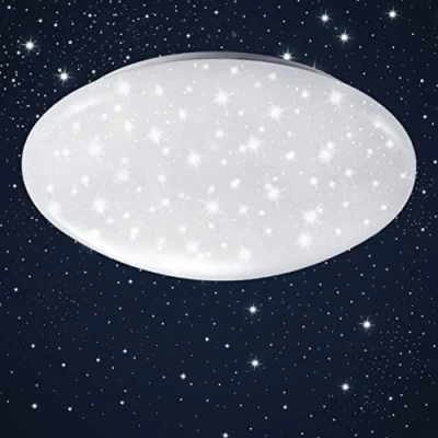 Imagen de lámpara de techo LED, decoración cielo estrellado, con luz blanca 4.000K 1.200lm, Ø28cm, LED integrado 12W, salón o dormitorio bajo consumo, plástico, IP20