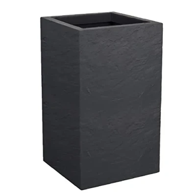 Imagen de EDA Volcania&#039;Up Maceta Cuadrada Alta 36 L, decoración de Piedra imitación Zona retención Agua 29,5 x 49,5 cm, Color Gris Antracita