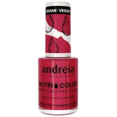 Imagen de Andreia Professional NutriColor Esmalte de Uñas Vegano con Nutrientes 100% Natural Laca Transpirable y Amigable Color NC22 Pink Cherry 10,5ml