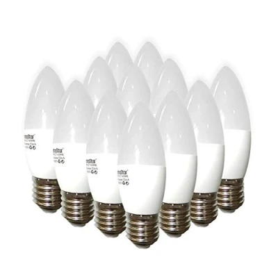 Imagen de COM FORT HOUSE Bombilla LED Tipo Vela Conector de E27 Potencia 7W Luz: Fría Bombillas Eficiencia Energética Pack 12 unidades