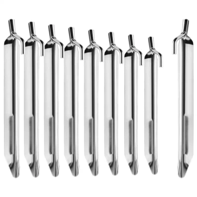 Imagen de COM FOUR® Clavijas de Tienda 8X Acero: robustas en Forma V para Acampar y al Aire Libre, Ideales Terreno Normal