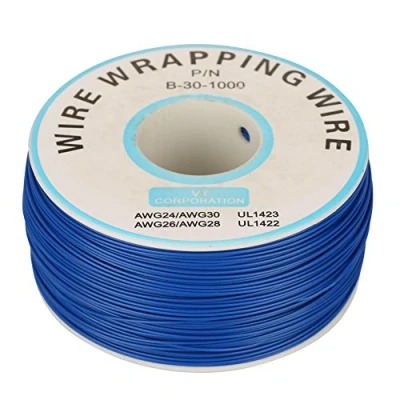 Imagen de Cable Eléctrico, 1 Rollo Envoltura de Alambre Hilo Cobre Sencillo 30awg 0.25mm Diámetro Núcleo (Azul)