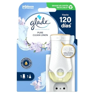 Imagen de Glade Ambientador Eléctrico Líquido con aceites esenciales, aroma Frecor de Ropa, hasta 100 días, Difusor + recambio, Recambio