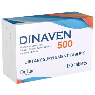 Imagen de DuLàc, Dinaven 500, Complemento Alimenticio a Base de Diosmina y Hesperidina para Piernas Pesadas e Hinchadas, Microcirculación Varices, 120 Comprimidos 650 mg