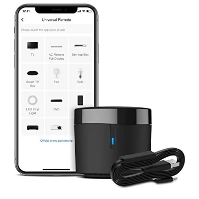 Imagen de BroadLink RM4 Mini Smart Remote y Juego de Cables con Sensor Monitor Temperatura Humedad, Compatible Alexa, IFTTT