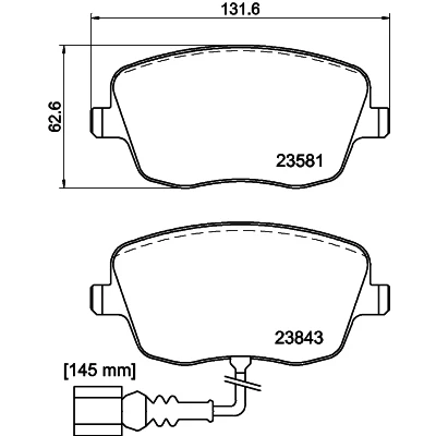 Imagen de HELLA 8DB 355 018 811 Juego de pastillas freno con contacto aviso desgaste incorporado tornillos pinza accesorios SEAT: Ibiza 3