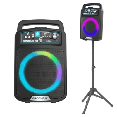 Imagen de Groove X1 Wireless PARTYBOX with Disco Lighting + Karaoke Micrófono Soporte de altavoz ajustable