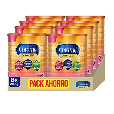 Imagen de Enfamil Complete 2 Fórmula Leche Infantil De Continuación Para Lactantes Bebés 6 A 12 Meses Pack Mensual Latas X 00 Gr, 8 Unidad