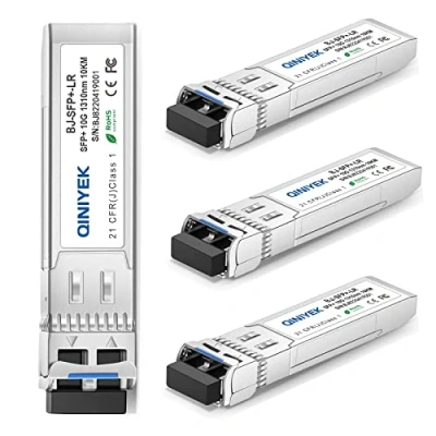 Imagen de QINIYEK 10GBase LR SFP+ Transceptor, 10G Módulo LC monomodo para Cisco SFP LR, Ubiquiti UF SM 10G,Meraki MA 10GB Mikrotik, Supermicro, Netgear(SMF,1310nm,10km,DDM)(Paquete de 4)