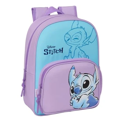 Imagen de STITCH SWEET Mochila Escolar Infantil Animada, Niño, Infantil, Adaptable a Carro, Ideal para Niños en Edad Escolar, Cómoda y Versátil, 26x11x34 cm, Color Azul/lila