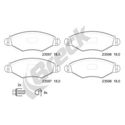 Imagen de BRECK 23597 00 702 10 Juego de pastillas freno con accesorios PEUGEOT: 206 Hatchback, 306 SW