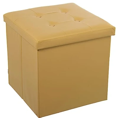 Imagen de DRW Puf pegable con almacenaje 45x45x45 cm (Dorado Polipiel)