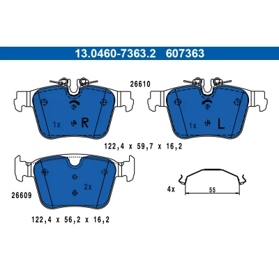 Imagen de ATE 13.0460 7363.2 Juego de pastillas freno preparado para indicador desgaste, excl. contacto avisador desgaste con accesorios VOLVO: XC60 II