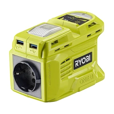 Imagen de RYOBI Transformador 2 en 1 18 V One+ / Puerto eléctrico EU Puertos USB A C Función Cargador 1,7 Lámpara LED (sin batería ni Cargador) RY18BI150B 0