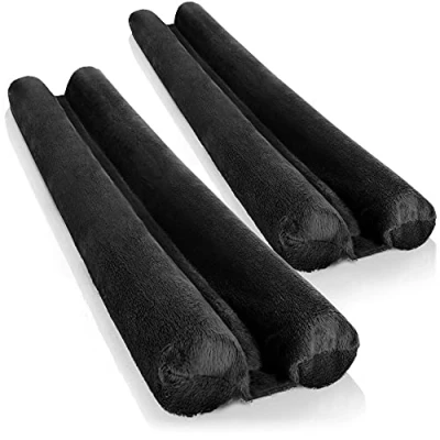 Imagen de com four® 2X Cortavientos para la Puerta Junta Inferior de Microfibra con Doble protección contra Corrientes Aire y Ruido (02 Piezas Negro)
