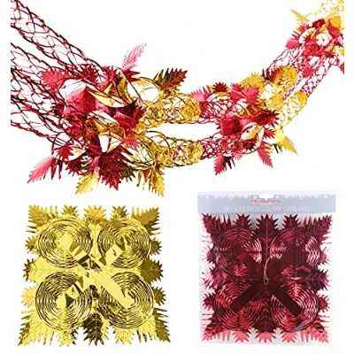 Imagen de Christmas Concepts® Guirnalda de Papel Aluminio Cuadrada Grande 9 pies x 1 Decoración Colgante Festiva Recorte Navidad (Rojo y Dorado)