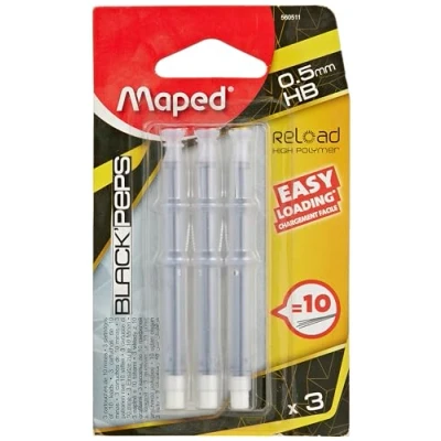 Imagen de Maped 560511 tinta portaminas de minas Black &#039;Peps Reload, 0,5 mm, 3 unidades