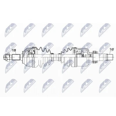 Imagen de NTY NPW PE 041 Árbol de transmisión Eje delantero, derecha 956 PEUGEOT: 407 Berlina, Coupé, SW, CITROËN: C5 3, III Familiar