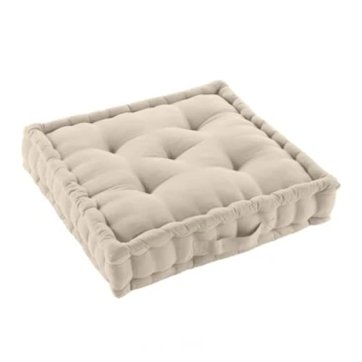 Imagen de Acomoda Textil Cojín de Suelo Acolchado con Asa Transporte. Cojines para Palets, Banco, Silla y Suelo, Asiento Cómodo Decorativo Interior Exterior. (Beige, 50x50cm, 4 Unidades)