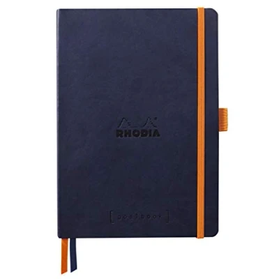 Imagen de Clairefontaine ES RHODIA 117808C Cuaderno suave Bullet Journal Goalbook Azul Noche A5 Punteados Dot 240 páginas Papel Marfil 90g 2 Cintas, cierre elástico Cubierta de piel sintética