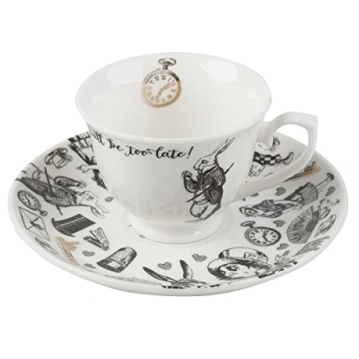 Imagen de V&amp;A Alicia en el país de las maravillas taza café y platillo, 100 ml, color blanco