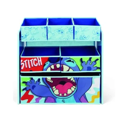 Imagen de ARDITEX Organizador de Madera (62x30x60cm) con 6 cestos Textiles Almacenamiento Lilo &amp; Stitch