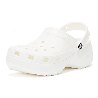 Imagen de Crocs Classic Platform Clogs Zuecos para mujer con suela elevada, Blanco, 38/39 EU