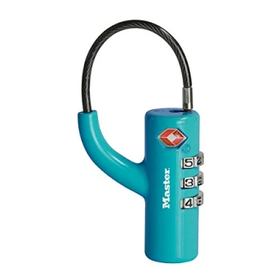 Imagen de Master Lock 4717EURDBLU Candado para Equipaje Aprobado por la TSA con Combinación, Azul, 8.1 x 1.8 cm