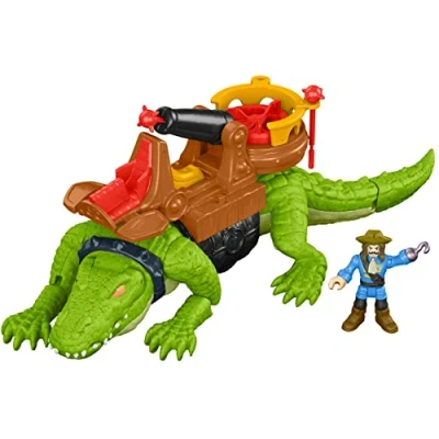Imagen de Imaginext Fisher Price Capitán Garfio y Croc, Pirata cocodrilo, Juguetes para niños a Partir de 3 años (Mattel DHH63)