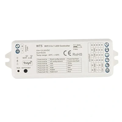 Imagen de FYOBOT Controlador de LED Tuya 5 en 1 Atenuador CCT RGB RGBW RGBWW RGBCCT Tira Smart Life Wifi 2.4G Control Remoto RF 12 24V WT5