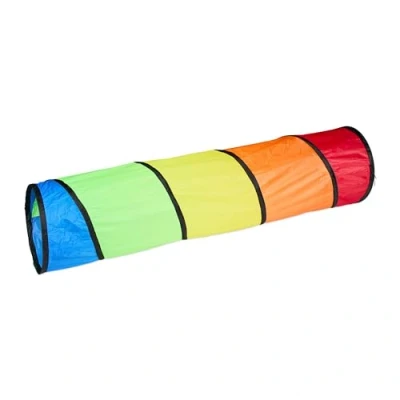 Imagen de Relaxdays Túnel Infantil, Juego para Niños, Tienda Gateo, 180 x Ø 46 cm, Montaje Pop Up, Poliéster, Multicolor