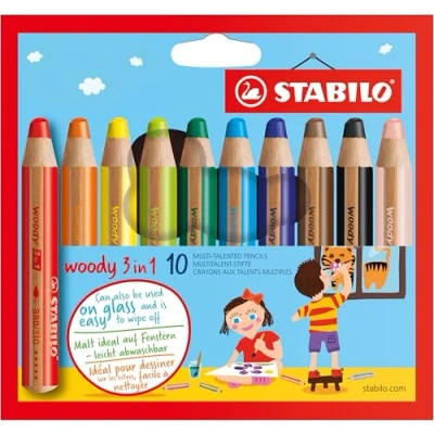 Imagen de Lápiz de color multitalento STABILO woody 3 en 1 Estuche con 10 colores