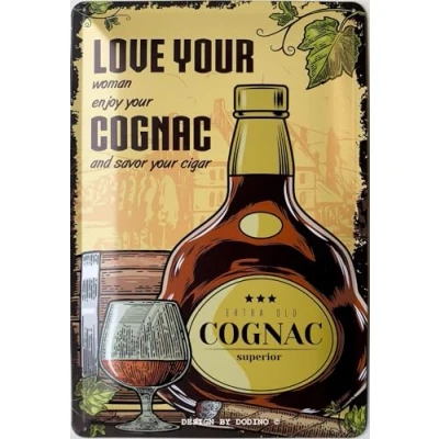 Imagen de DODINO 20 x 30 cm Retro Cartel de chapa COGNAC con frases divertidas como regalo, placas metal vintage accesorios alcohol, decoración cocina