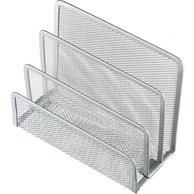Imagen de helit Soporte para cartas (malla, 3 compartimentos, metal, 140 x 70 97 mm), color plateado