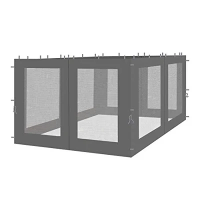 Imagen de Quick Star 4 pannelli Laterali con zanzariera 300x195cm Antracite per Gazebo 3x3m