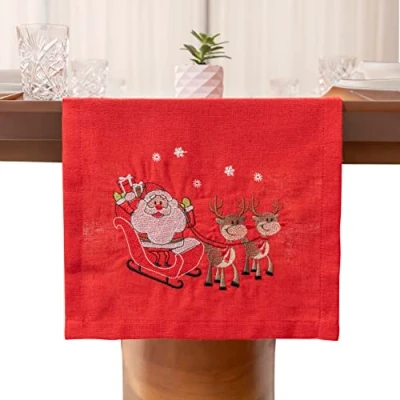 Imagen de Simurq Camino de Mesa con Aspecto Lino, Efecto Loto, Repelente al Agua y Lavable, Moderno, fácil Limpiar Resistente a Las Manchas, Corredor Gris tischläufer Blanco (Color Beige, 30x120 cm)