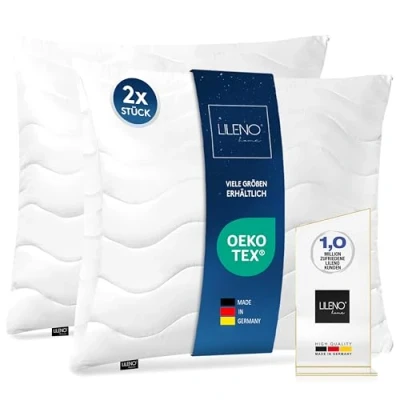 Imagen de LILENO HOME Juego de 2 rellenos cojines 80 x cm, cojín interior acolchado para alérgicos, funda microfibra como sofá, decoración y sillón, lavable a 40 C
