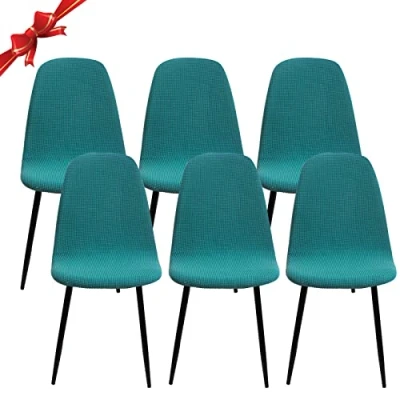 Imagen de Jaotto Fundas para Sillas Pack de 6,Fundas Comedor Redondas Elásticas Ajustables,Jacquard Silla Oficina Sin Brazo,Cubiertas Cocina Estudio,Verde