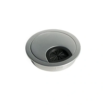 Imagen de Emuca pasacables de mesa circular Ø60mm zamac cromado mate, tapa encastrable en oficina/escritorio