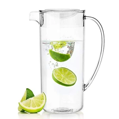 Imagen de Youngever Jarra de Agua Plástico 2L con Tapa, Cristal Grande Transparente para Té Helado, Sangría, Limonada y Más
