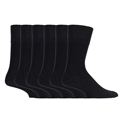 Imagen de Gentle Grip Sock Shop 6 pares de calcetines bambú sueltos y suaves, no elásticos para hombre, SOMRM01, ^