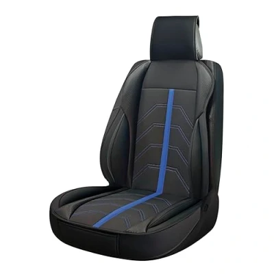 Imagen de SUMEX Respaldo de Asiento para Coche Modelo Potenza Color Negro y Azul Funda Deportiva Universal Impermeable Piel Sintetica