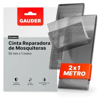Imagen de GAUDER Cinta de Reparación Mosquitera (50 mm x 1 m) 2x Reparar para arreglar Mosquiteras puertas y ventanas